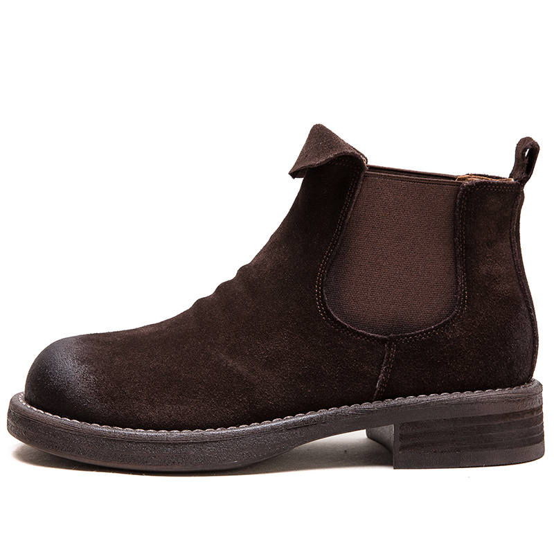 JIEZHOU Top Grain Cow Leather Short Chelsea Boots 3.5cm Women's