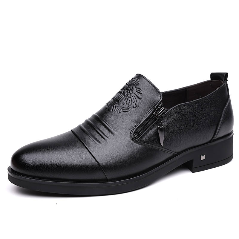 CITONGXIANSHENG Cow Split Leather Casual Shoes Men's Black
