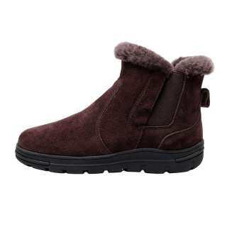 GUOLUOFEI Cow Suede Thermal Slip Resistant Thermal Slip Resistant Soft Sole, Genuine Leather, Fleece Lined Short