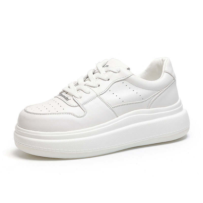 O.L Cow Split Leather Slip Resistant, Abrasion Resistant, Breathable, Lightweight Low top Casual Shoes Women's White