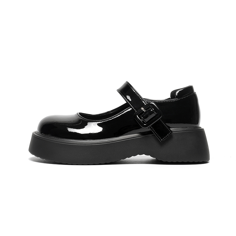 BOJUEMAO Cow Split Leather Platform Mary Jane Shoes Women's