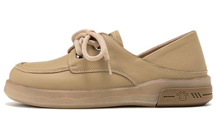 AOKANG Leather Low top Skateboard Shoes Women's Apricot