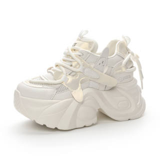 XIEGUIHUAYU Chunky Sneakers Women's Low Top Beige