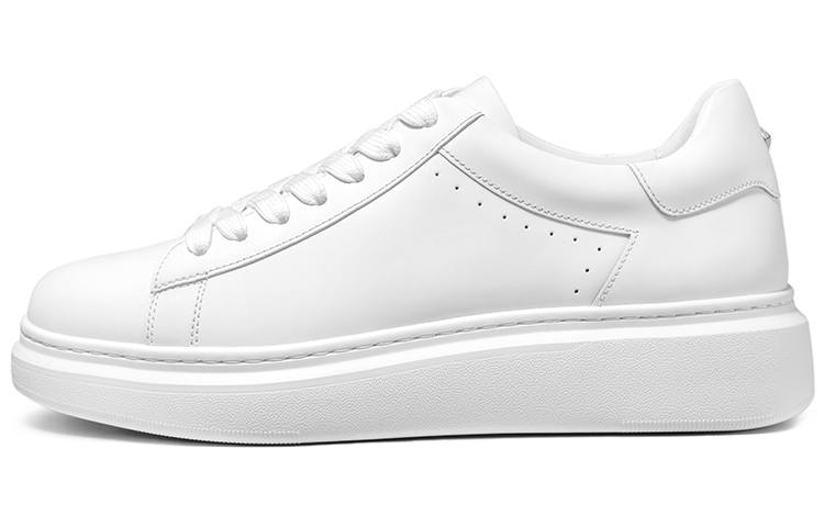THOM WILLS Vintage Casual White Sneakers Slip Resistant Abrasion Resistant Skateboard Shoes Unisex White
