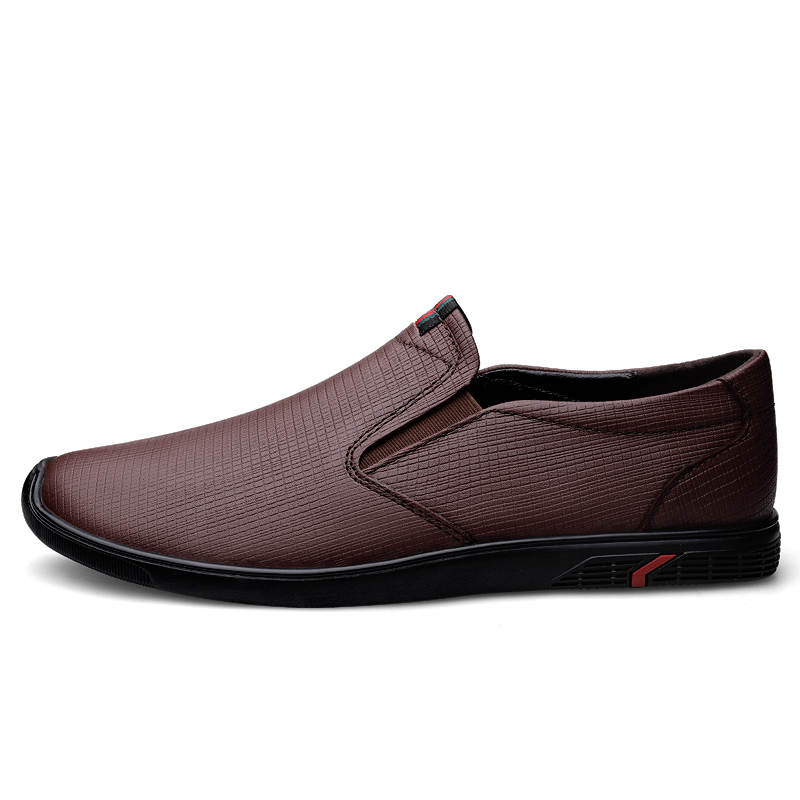 YINGLUNQISHI Top Grain Cow Leather Casual Shoes Men's Brown