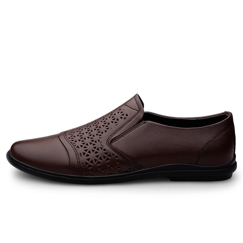 YINGLUNQISHI Top Grain Cow Leather Casual Shoes Men's Brown