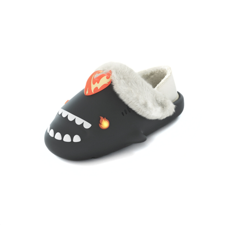 HelloSlippers Shark Winter Sharkicks Winter Fire Monster, Closed Toe Slippers With Heel Unisex