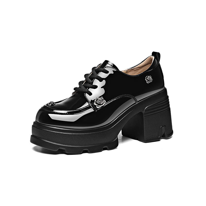JINSITU Microfiber Leather Casual Shoes 8cm Women's Black