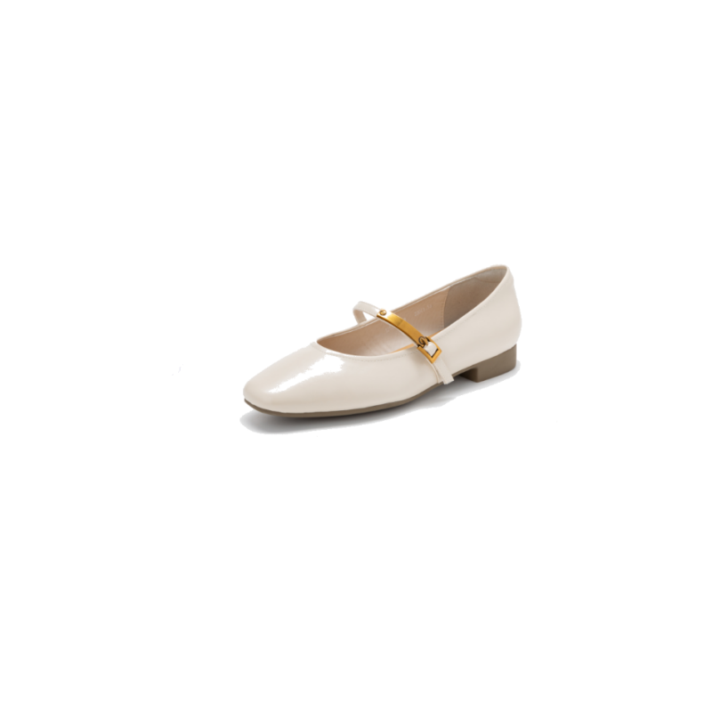 AOKANG Block Heel Mary Jane Shoes Women's Ecru