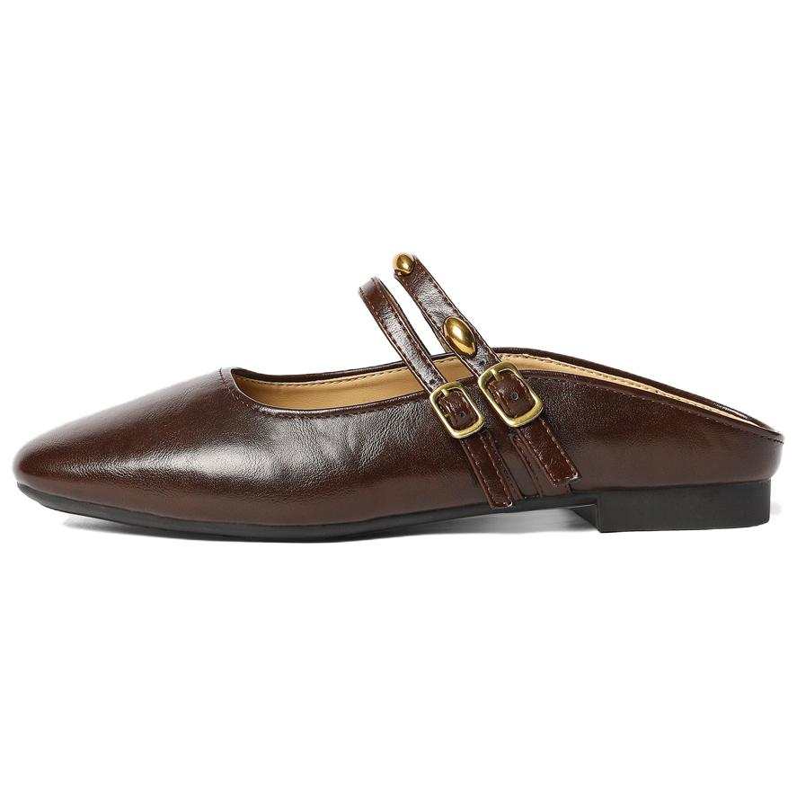 Senda Leather Patchwork Quiet Closed Toe Slippers Women's