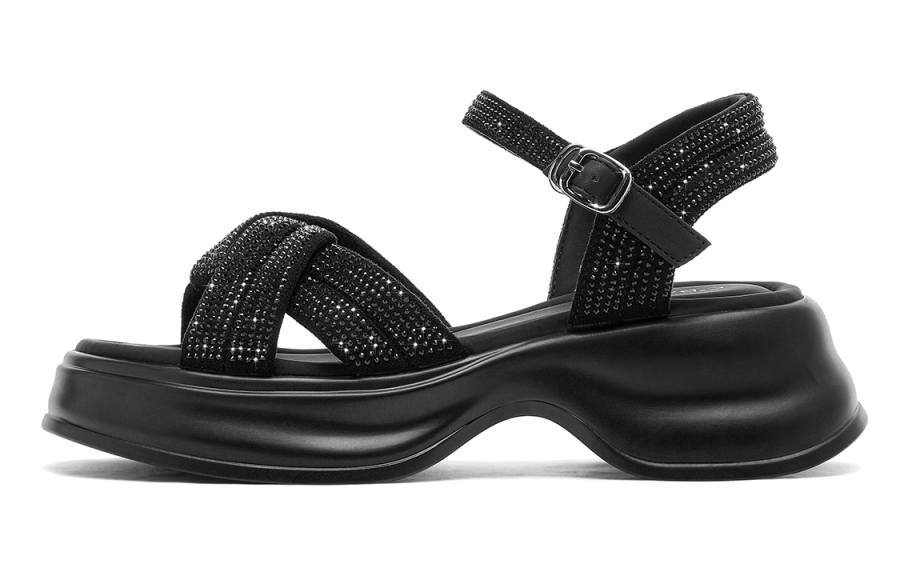 C°BANNER Fabric Beach Sandals Women's Black