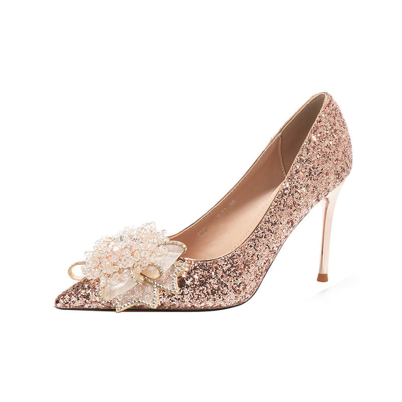 ZUOMILUO Slim Heel High Heels Women's Champagne