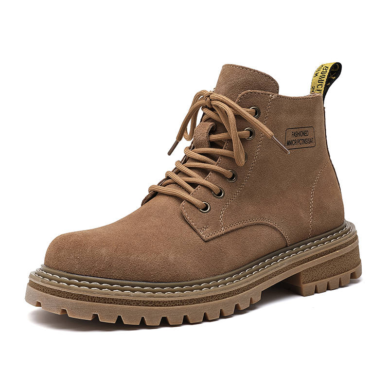 CHILANG CHILANG Microfiber Leather Crew Combat Boots Men's Yellow