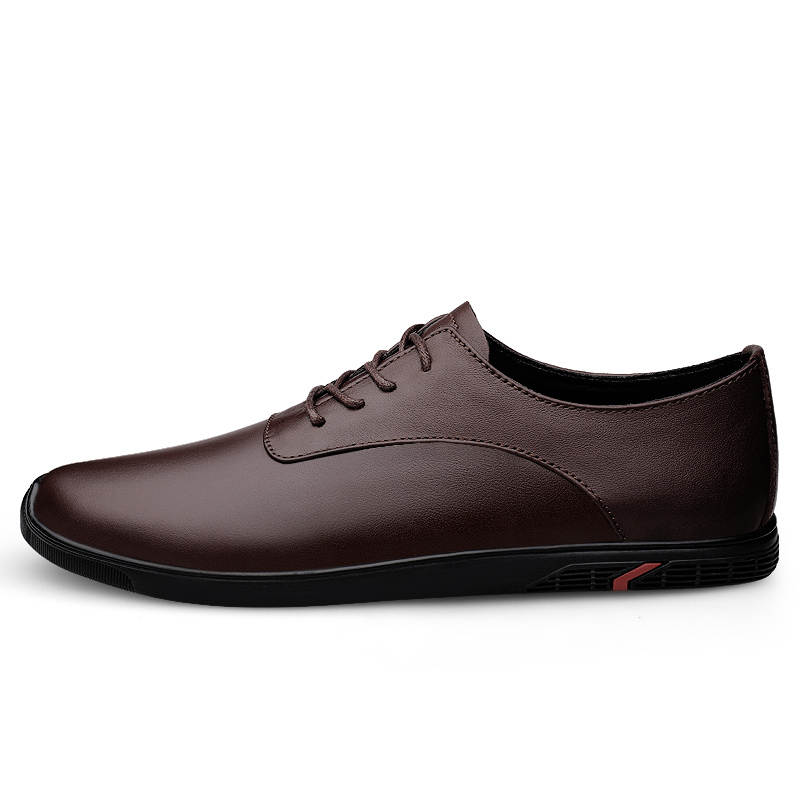 YINGLUNQISHI Top Grain Cow Leather Casual Shoes Men's Brown