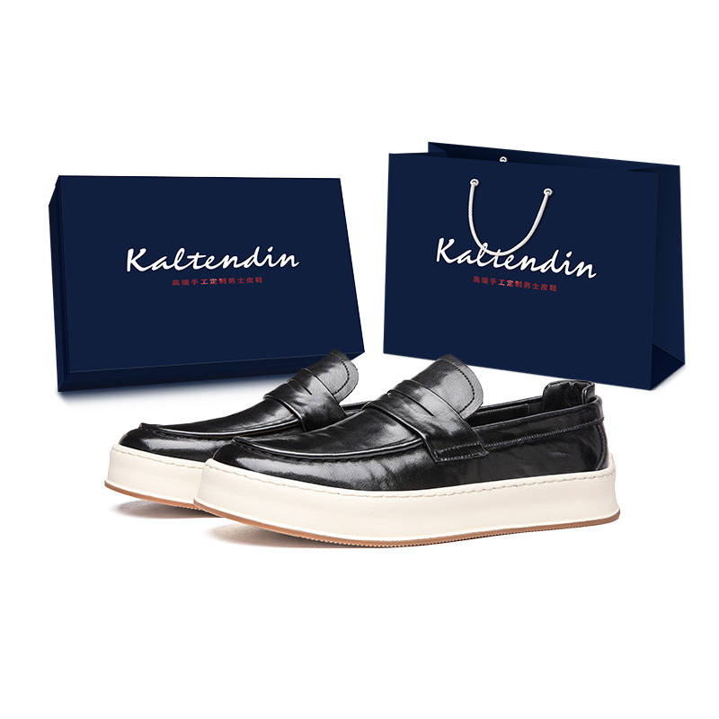 Kaltendin British Commute Vintage Loafers Men's Black