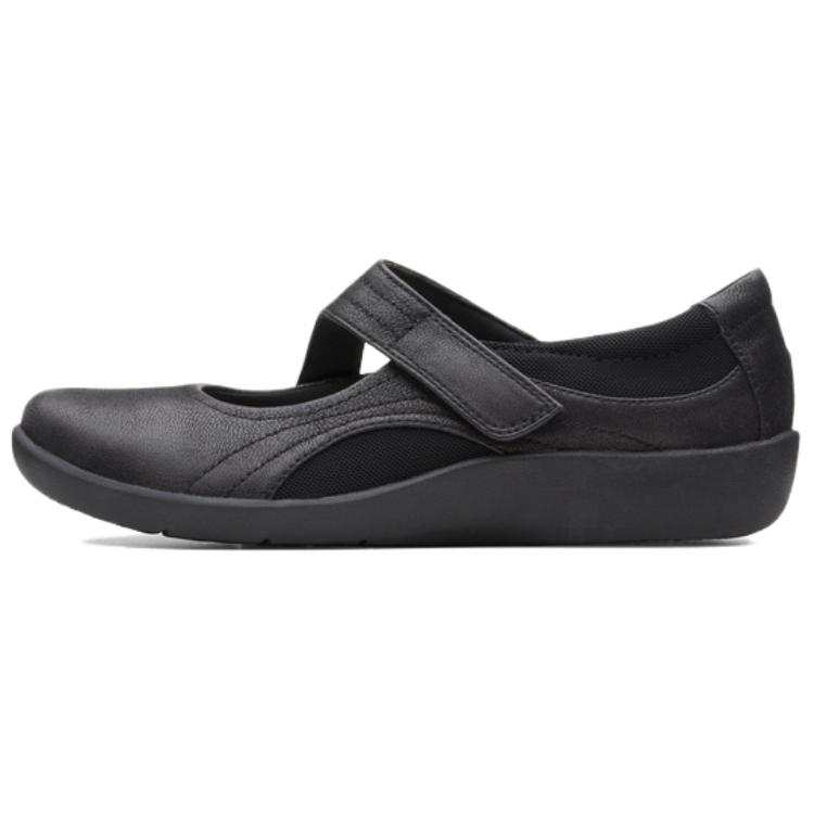 Clarks Sillian Bella Artificial Leather Flat Mary Jane Shoes Women's Black