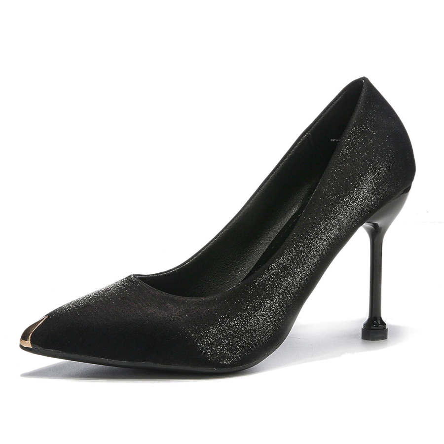 TAOLEI Pu Slim Heel High Heels Women's Black