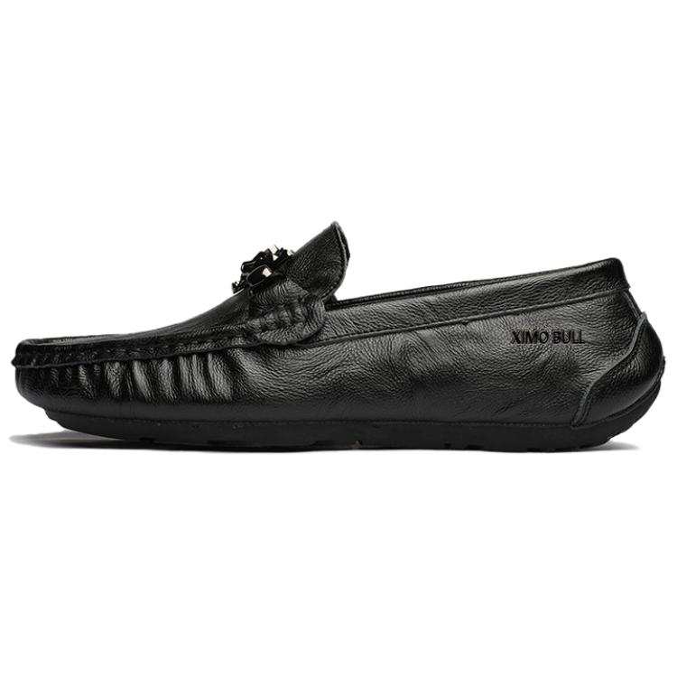 XIMO BULL Top Grain Cow Leather Men's Casual Shoes Men's Black