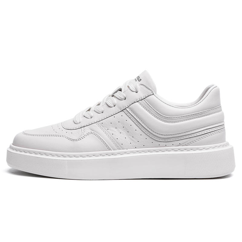 PALMPOLO Top Grain Cow Leather Low top Skateboard Shoes Men's White