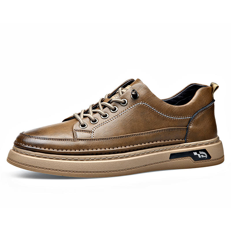 KACHILANG Cow Split Leather Low top Skateboard Shoes Men's