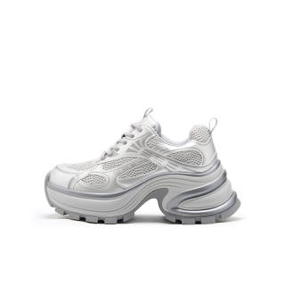 Talitaqoom Synthetic Leather Lightweight Height Increasing Low top Chunky Sneakers Women's Silver