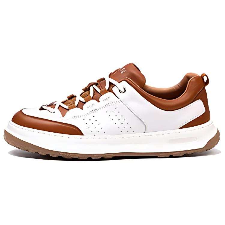 Satchi Leather Low top Skateboard Shoes Men's White Brown