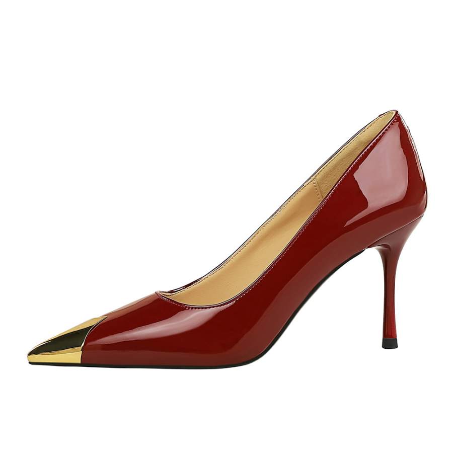 QITUMAUL Patent Leather Slim Heel High Heels Women's