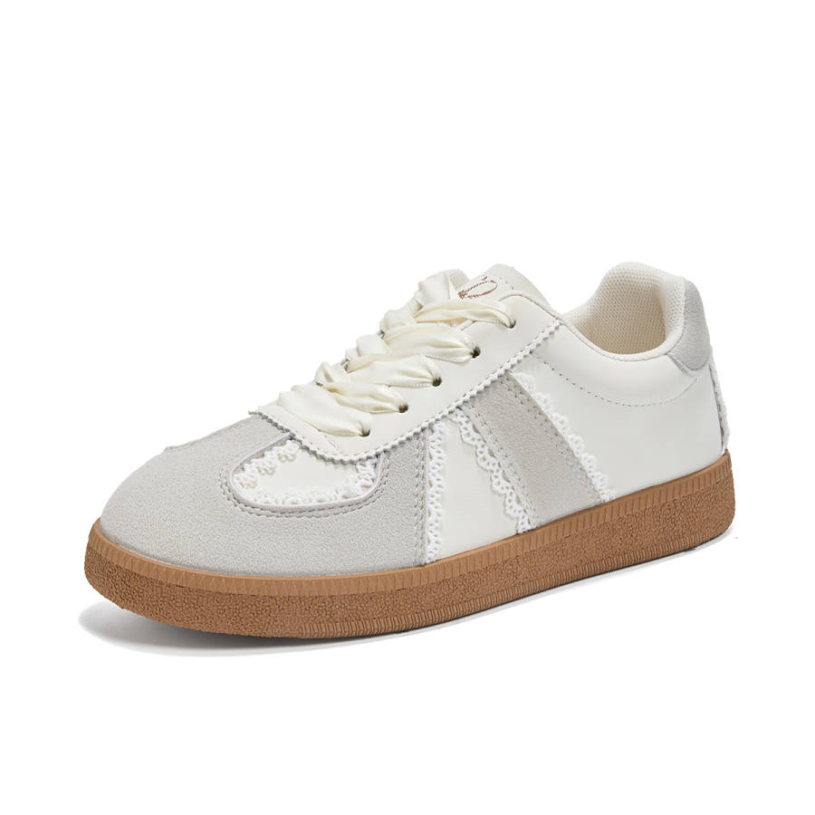La Chapelle Microfiber Leather Slip Resistant, Abrasion Resistant, Rebound Low top Casual Shoes Women's Beige Gray