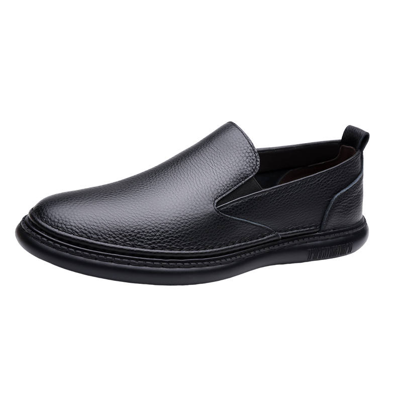 YINGLUNQISHI Top Grain Cow Leather Casual Shoes Men's Black