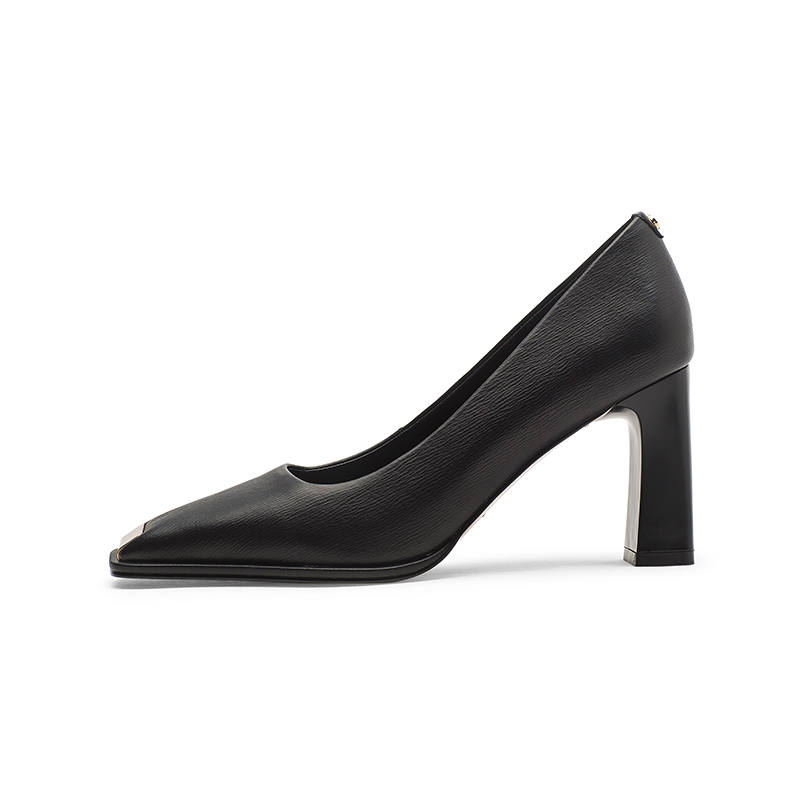 Coup De Foudre Cow Leather Chunky Heel High Heels 8cm Women's