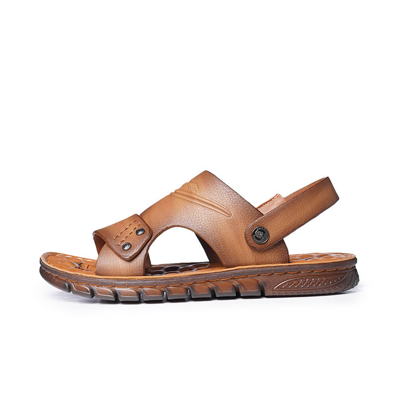 LAORENTOU Top Grain Cow Leather Beach Sandals Men's