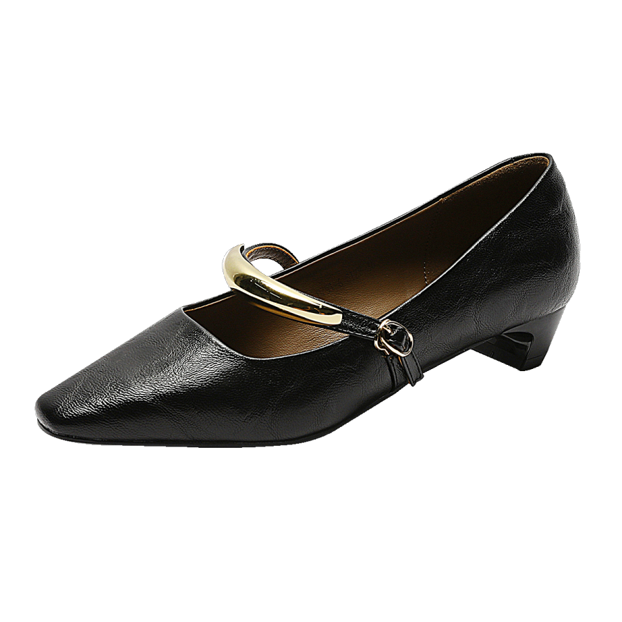 GUDIANFENGDU Pu Chunky Heel Mary Jane Shoes Women's