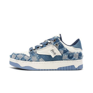 MAOQIXUN Denim Low top Skateboard Shoes Unisex Denim Blue