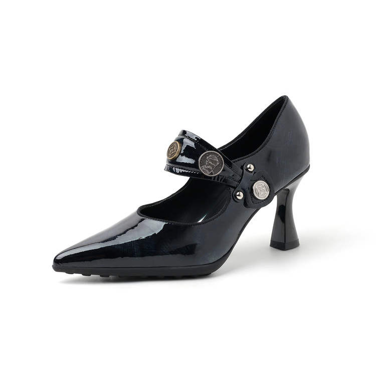 Echo&yolo Top Grain Cow Leather Slim Heel Mary Jane Shoes Women's