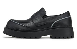 PCLP Top Grain Cow Leather Loafers Men's Black
