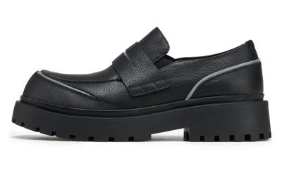 PCLP Top Grain Cow Leather Loafers Men's Black