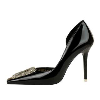 QITUMAUL Patent Leather Slim Heel High Heels 10.5cm Women's