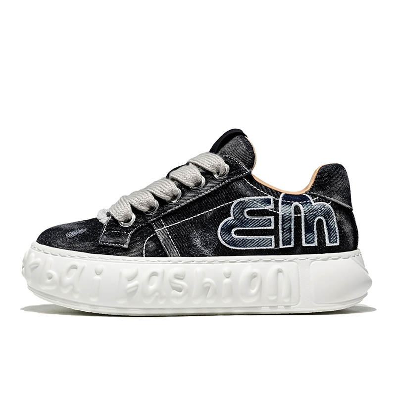 MOERBAI Denim Breathable Lightweight Height Increasing Breathable Lightweight Height Increasing Low top Casual Shoes