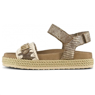 MOU One Strap Sandals Women's Lizard Gold