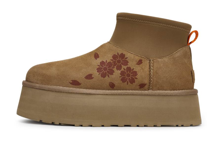 UGG REGO Hot Dog, Colorful Fallen Leaves Ankle Boots Women's Brown