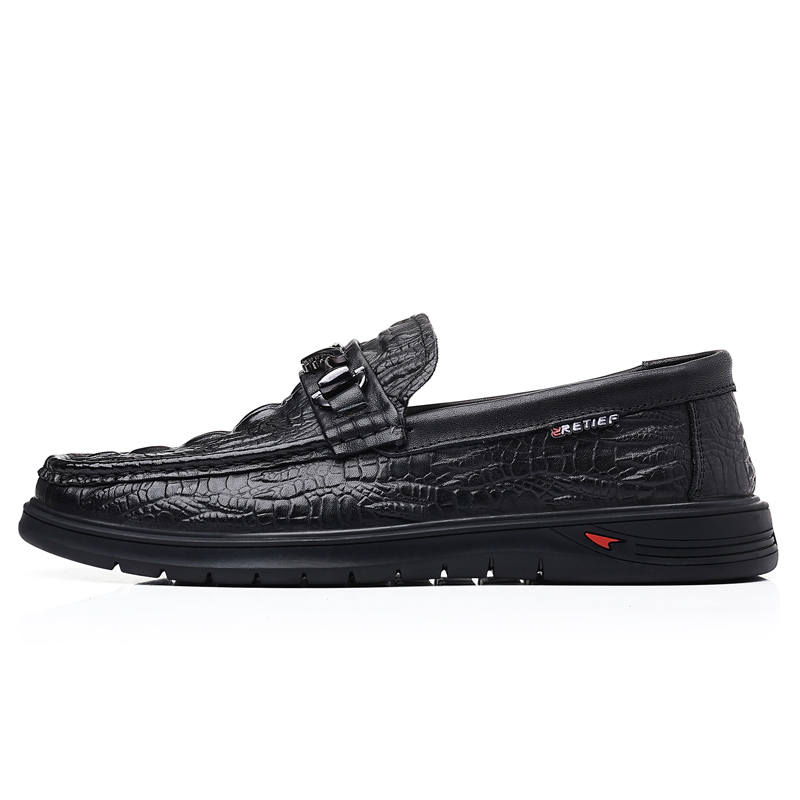 KACHILANG Cow Split Leather Casual Shoes Men's Black