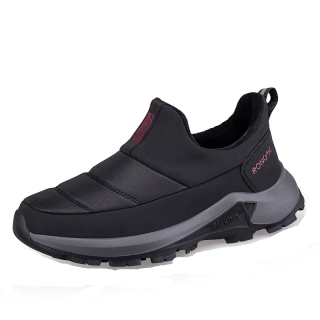 RONGSHI Winter Fleece Lined Comfortable Walking Elderly Slip on Shoes Fabric