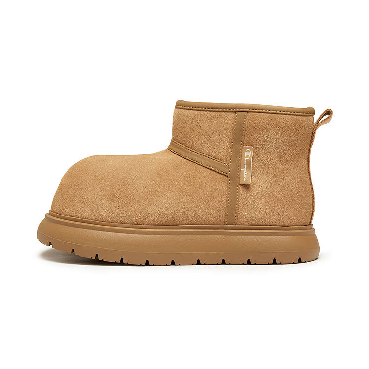 Champion Cow Split Leather Short Snow Boots Women's Brown
