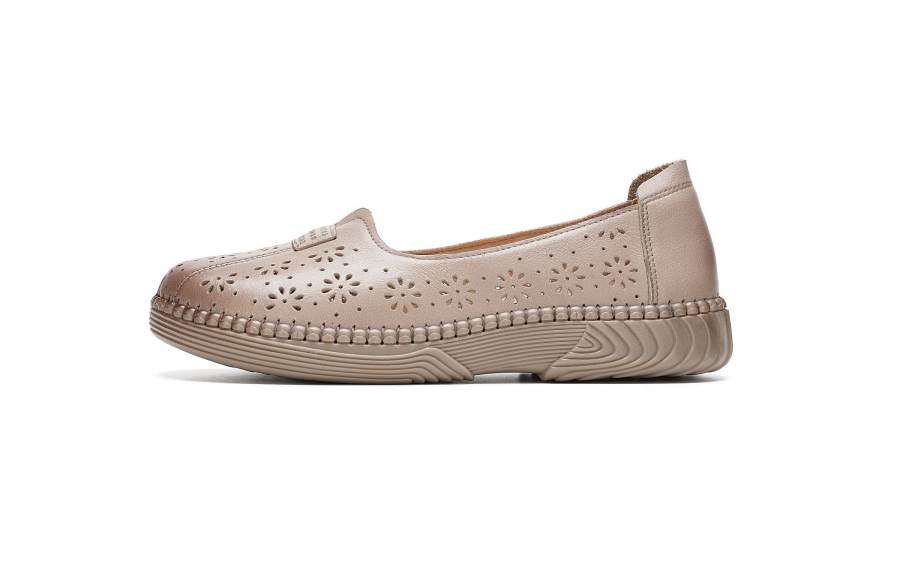 AOKANG Cow Leather Casual Shoes Women's Apricot