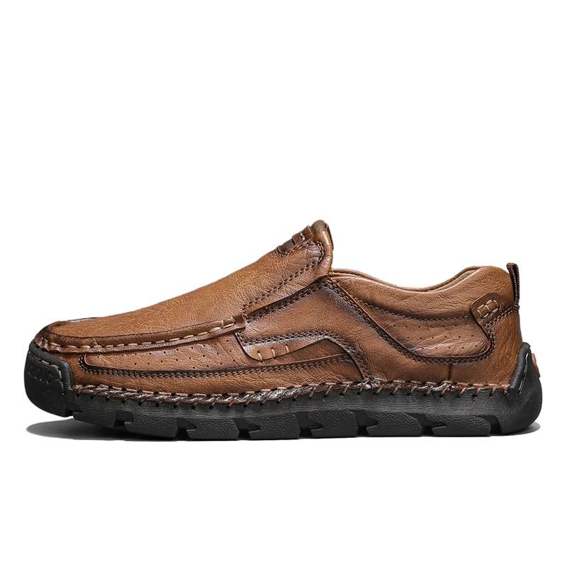 WENNAI Casual Leather Shoes Men's Low Top Yellow