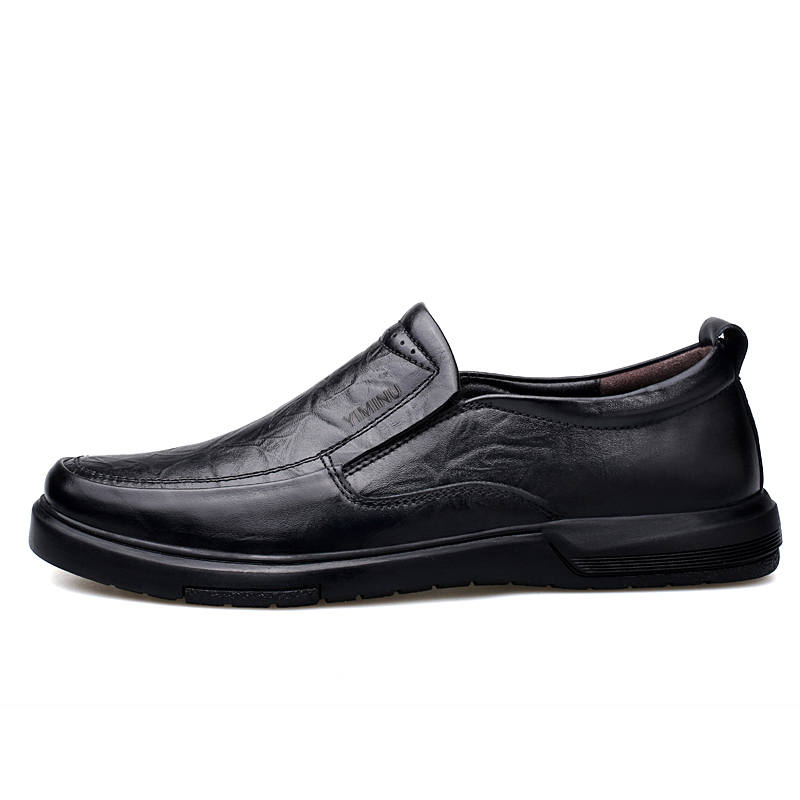 YIMINU Casual Leather Shoes Men's Low Top Brown
