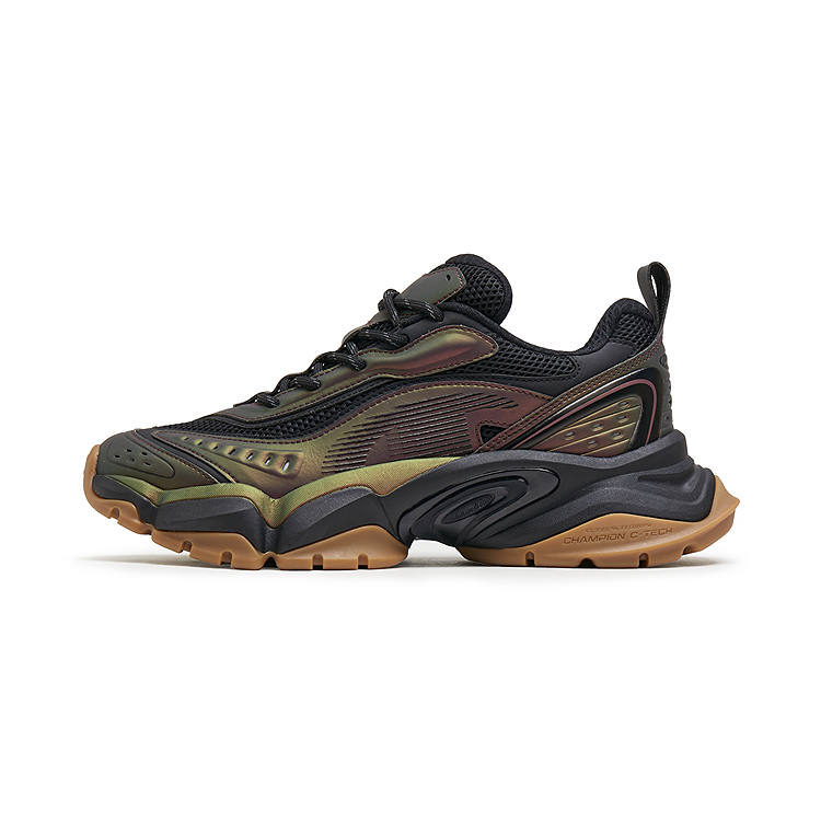 Champion Tooth Shark 2.0 Synthetic Leather, Textile Balance Low top Chunky Sneakers Men's Red Copper Gold/Black