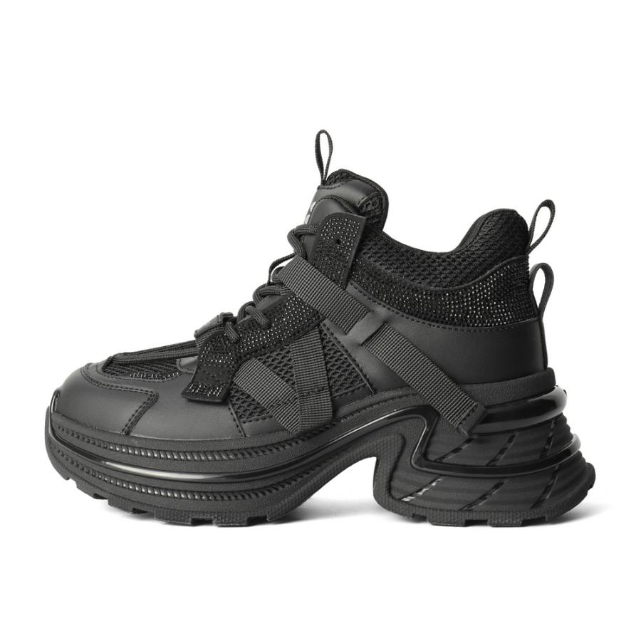 BELLE Pu Slip Resistant, Abrasion Resistant, Height Increasing Mid top Chunky Sneakers Women's Gray Black