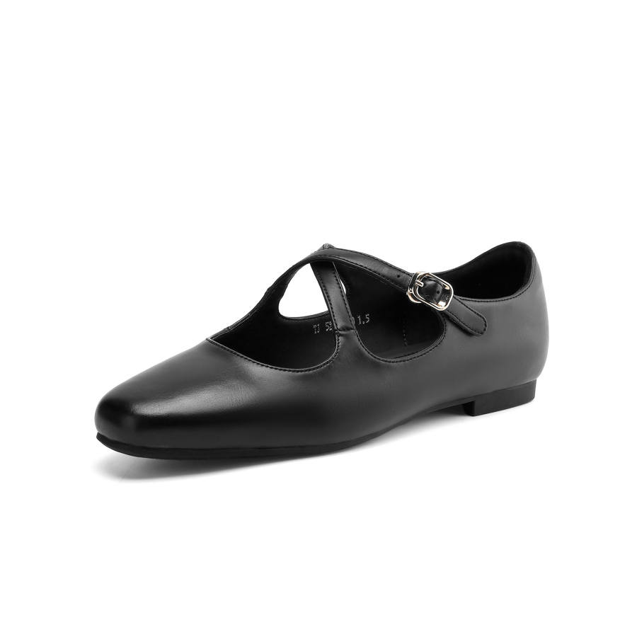 DAPHNE DAPHNE Leather, Textile Flat Mary Jane Shoes Women's