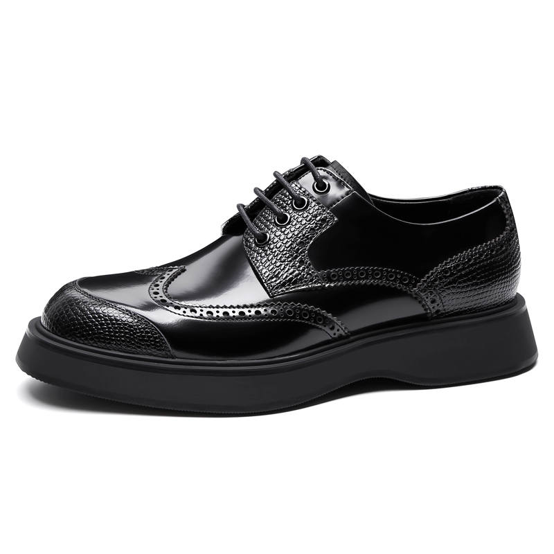 PALMPOLO Top Grain Cow Leather Casual Shoes Men's Black